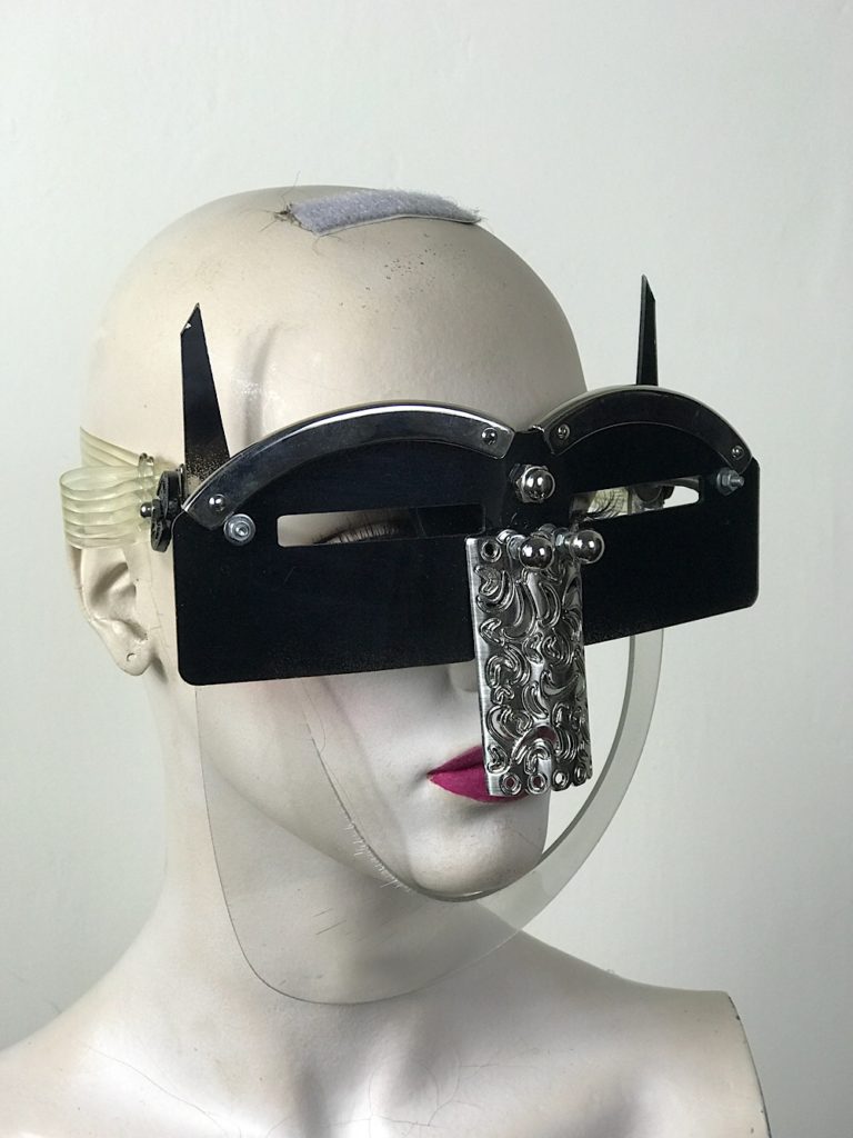 Black eyewear mask with horns and metal nose shield Hi Tek - Image 3