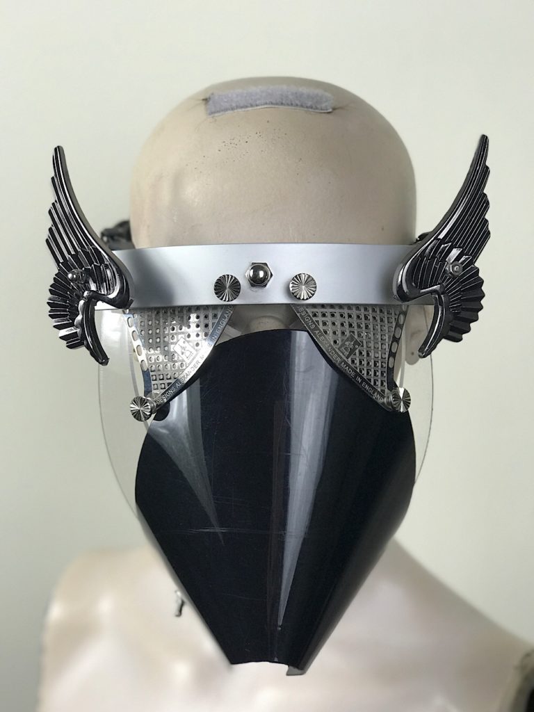 Metal mask with wings perforated metal ocular lenses and muzzle - Image 2