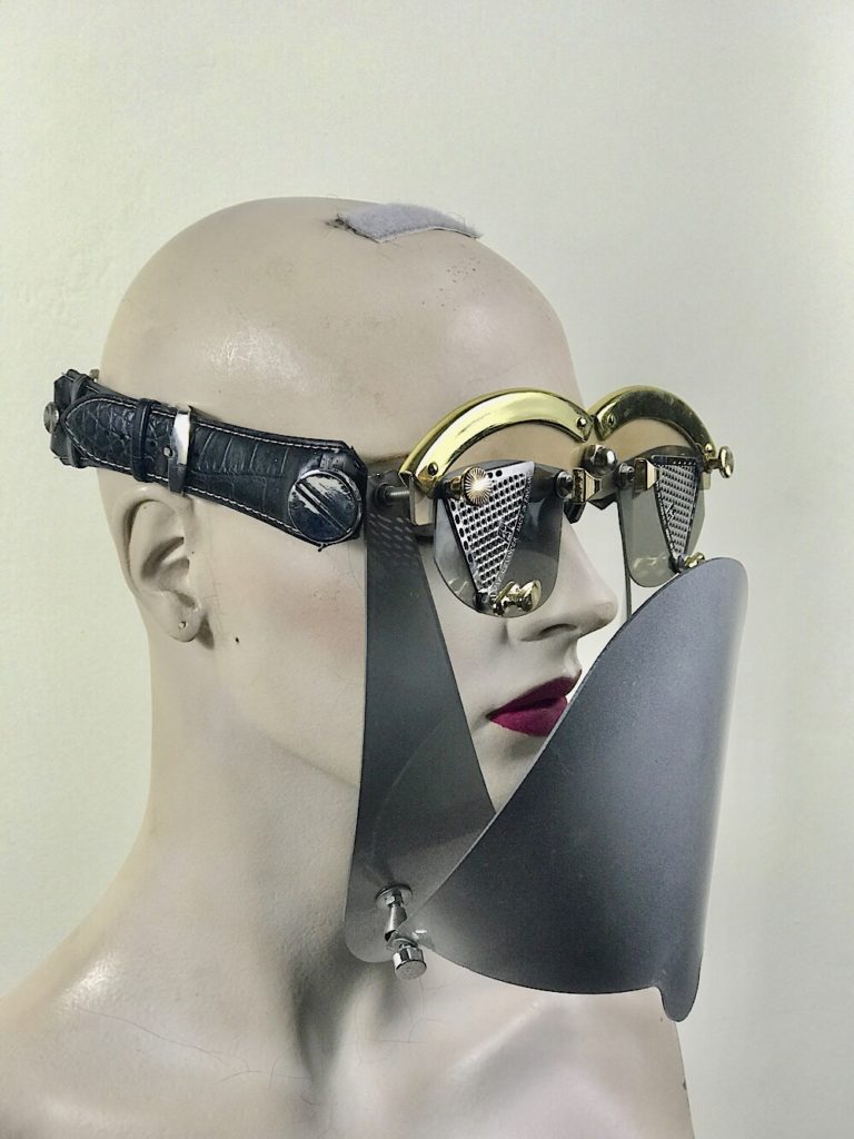 eye wear mask with metal lenses and silver grey muzzle futuristic fantasy  modern steampunk unusual Hi Tek - Image 4