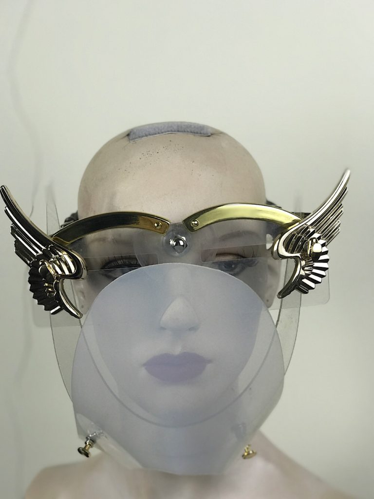 eye wear mask with metal angel wings and muzzle futuristic fantasy modern steampunk unusual Hi Tek - Image 2