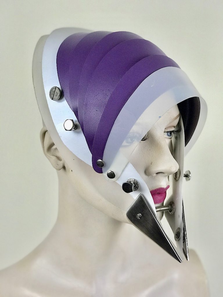 Hi Tek Alexander handmade modern futuristic, sci fi ,gothic ,steampunk unusual party eyewear alien leather mask hat headpiece helmet