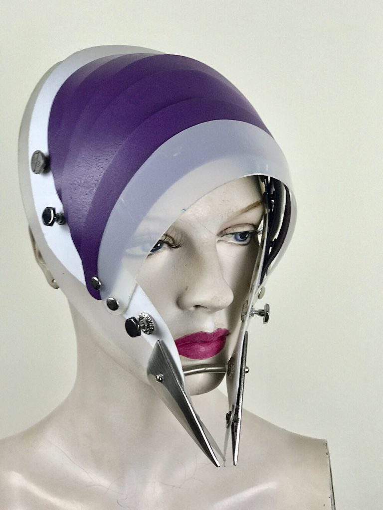 Hi Tek Alexander handmade modern futuristic, sci fi ,gothic ,steampunk unusual party eyewear alien leather mask hat headpiece helmet - Image 3
