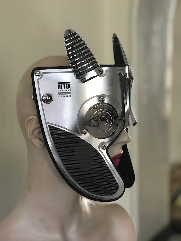 Metal Spartan mask with horns in perforated stainless steel Troy - Image 5