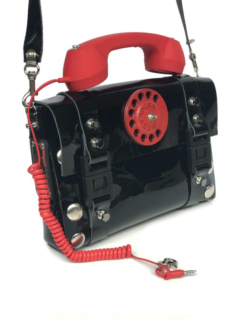 black shiny leather shoulder bag