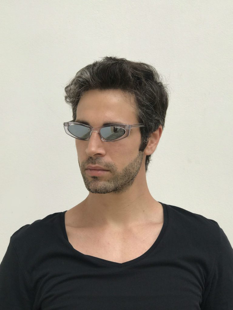 rectangle clear frame sunglasses mirror lens sci fi Cybergoth NOS punk era HT-5605 - Image 4