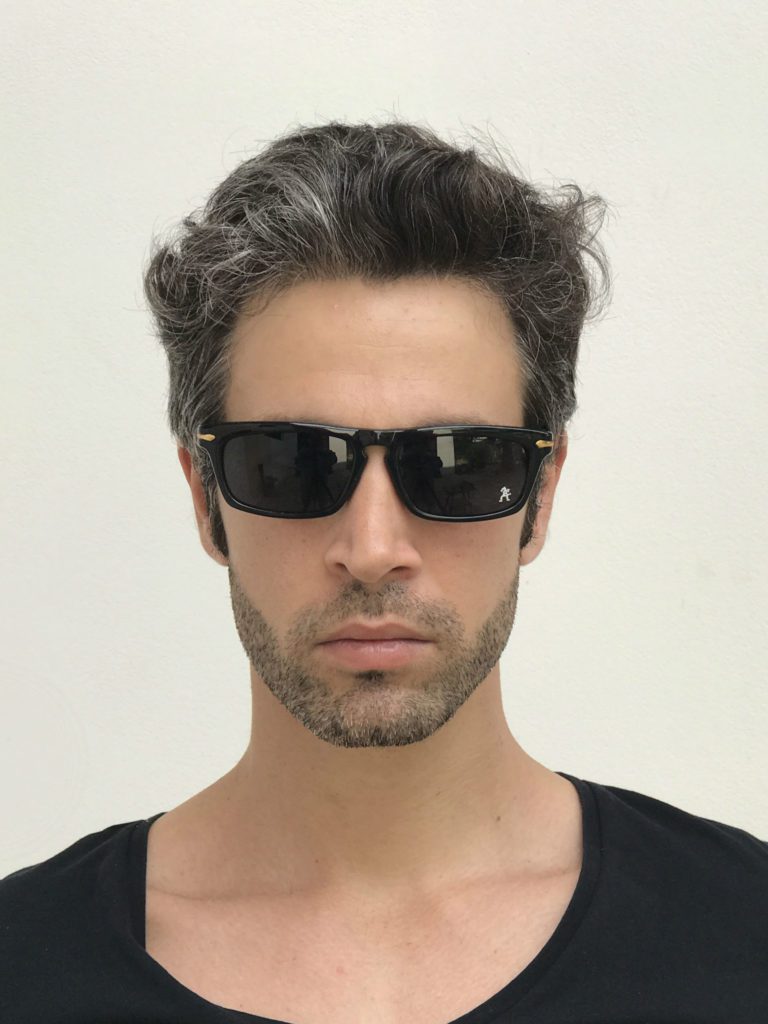 black oblong sunglasses