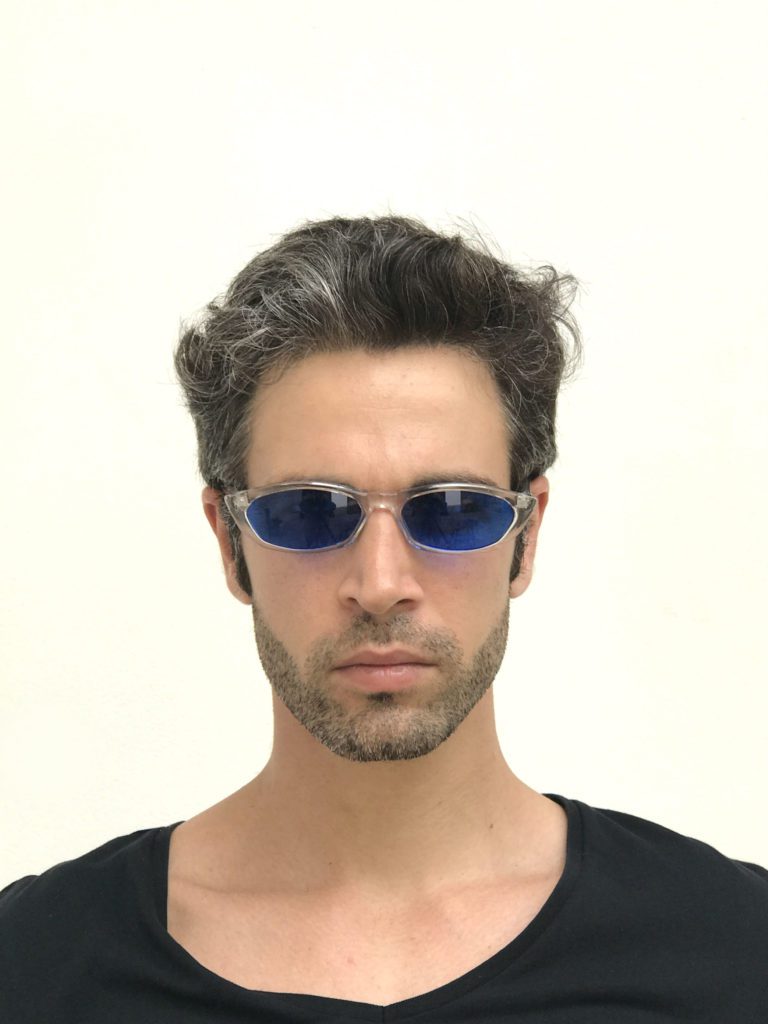 clear oblong sunglasses blue lens Steampunk HT-5308 - Image 2