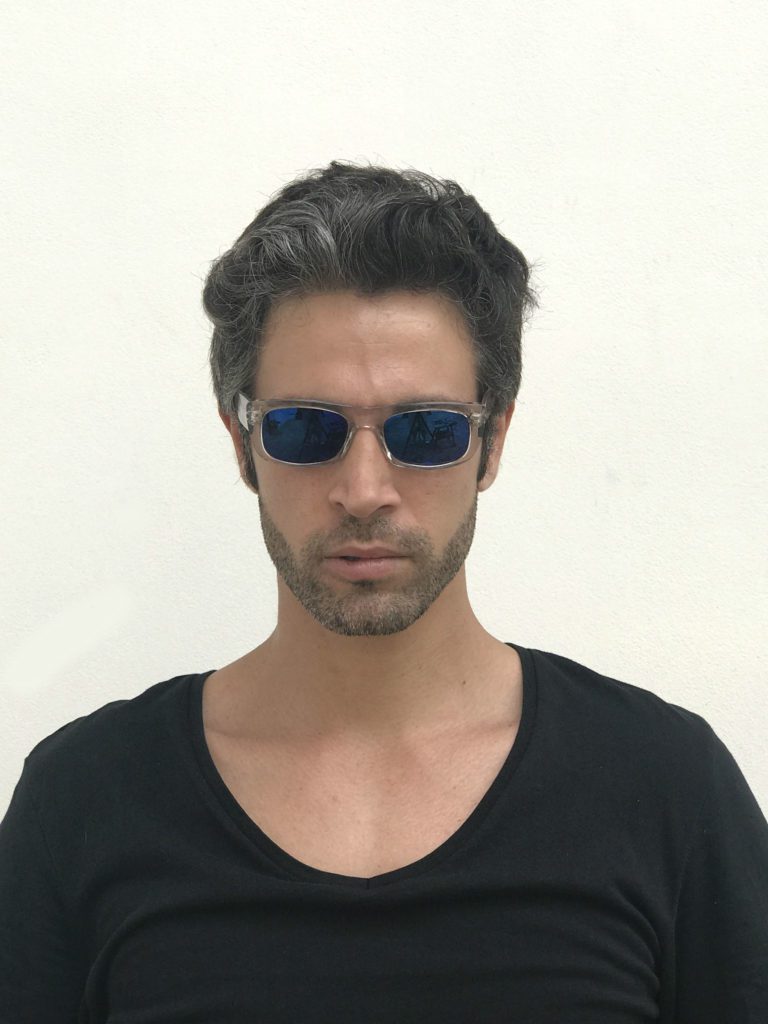 unisex rectangular clear sunglasses blue  mirror lens retro - Image 3