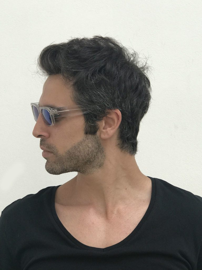 unisex rectangular clear sunglasses blue  mirror lens retro - Image 4