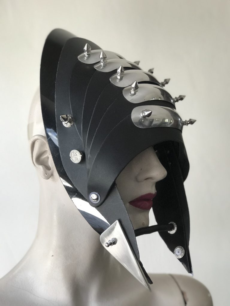 Unusual Head Wear for styling black leather spikes horns - Image 4