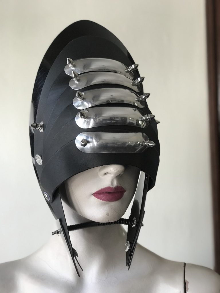 Unusual Head Wear for styling black leather spikes horns - Image 5
