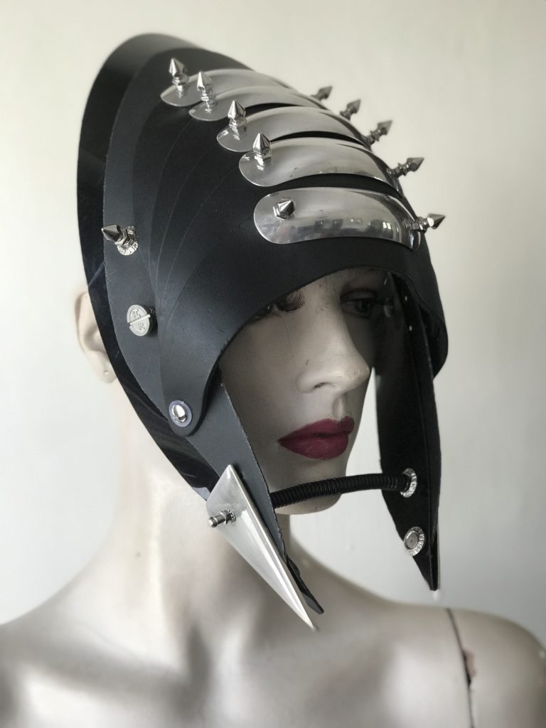 Unusual Head Wear for styling black leather spikes horns - Image 6